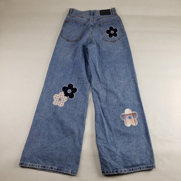 BDG Wide Leg Skater Jean Womens 27 Blue Urban Outfitters Baggy Daisy Distressed - Picture 7 of 15